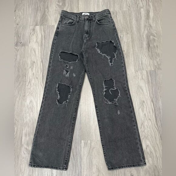 Forever 21 Black High Waist Ripped Jeans - Picture 2 of 5